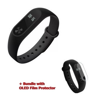 Xiaomi Mi Band 2 สายรัดข้อมืออัจฉริยะ bracelet OLED with Heart rate Sensor Smart Bluetooth Wristband แถมฟิลม์กันลอยใส (Black)