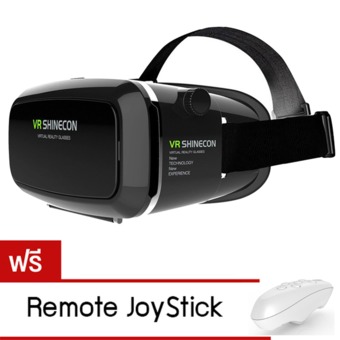 VR SHINECON Virtual Reality Mobile Phone 3D Glasses 3D Movies Games With Resin Lens (Black)แถมฟรี Remote Joystick