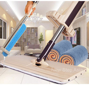 ProClean Lazy Mop ไม้ถูพื้นแบบรีดน้ำและฝุ่นผงในตัว พร้อมผ้า 2 ผืน ไม้ถูพื้นหัวแบน