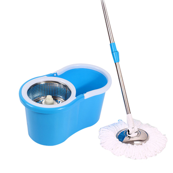 Jumper Kids modern Spin Mop ถังปั่นไม้ม๊อบสแตนเลส หัวม๊อบสแตนเลส แถมผ้าม๊อบ 2 ผืน (สีฟ้า)