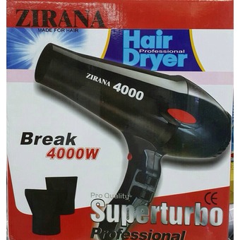 Zirana ไดร์เป่าผมกำลังแรง 4000 watt ลมแรง แห้งไว เป่าร้อน/เย็น + หัว 2 ชิิ้น Professional Super Turbo Salon