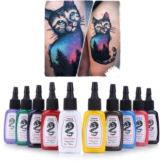 10pcs / Set Colors Bright Lasting Complete Tattoo Ink Pigment - Intl