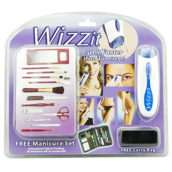 Wizzit ชุดเครื่องกำจัดขน โกนขน อุปกรณ์ตกแต่งเล็บและใบหน้า (สีขาวน้ำเงิน)