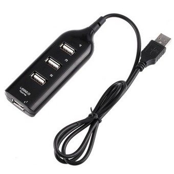 HI-SPEED Rorychen Mini 4-Port USB 2.0 Hub Adapter (Black)