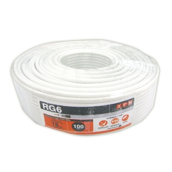 IPM สายนำสัญญาณRG6 ชิลด์ 64% ยาว100เมตร (สีขาว)