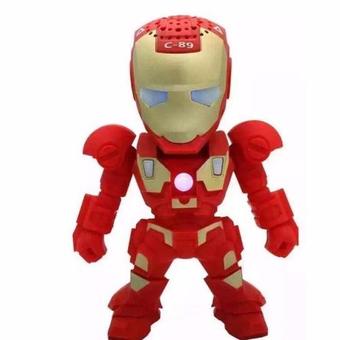 Bluetooth Speaker C89 ลำโพงบลูทูธ รูปหุ่นยนต์ iron man มีไฟ LED