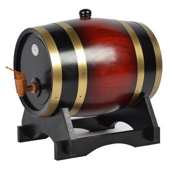 Hot item Wine Oak Barrels 5L ถังไม้โอ๊คใส่ไวน์ เบียร์ ขนาด 5 ลิตร (สีแดงดำ)