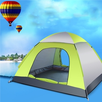 3-4 Person Automatic Folding Tents Family Tents Beach Tent Camping Double Speed to Open Rejection (Green Grey) - Intl