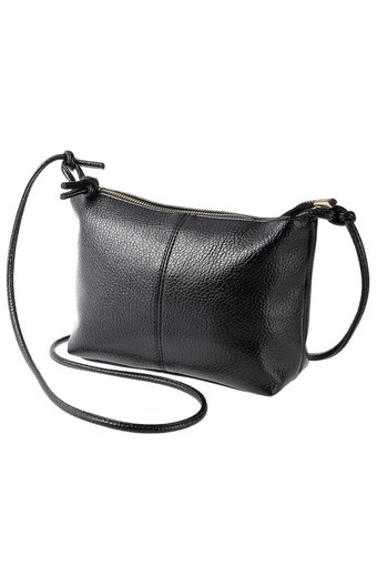 Ladies Retro Solid Color Zipper Multi Functional Shoulder Cross Body Bag(Black)
