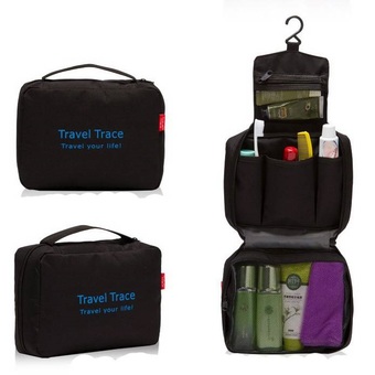 TravelGear24 กระเป๋าจัดระเบียบอุปกรณ์อาบน้ำและเครื่องสำอาง (Black/สีดำ)