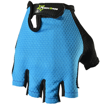 RockBros Cycling Gel Bike Half Finger Gloves(Blue) L(Export)