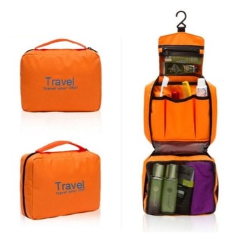 TravelGear24 กระเป๋าจัดระเบียบอุปกรณ์อาบน้ำและเครื่องสำอาง Travel Toiletry Bag (Orange/ส้ม)