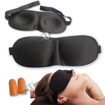 Travel Sleeping Eye Mask With Earplug Rest Shade Aid Cover Blindfold Black