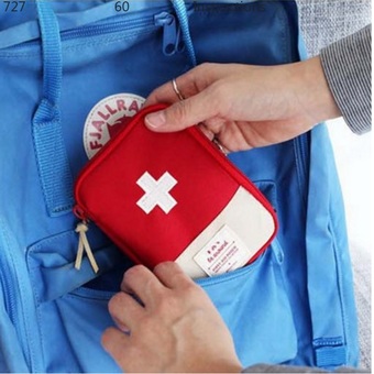 TravelGear24 กระเป๋ายา กระเป๋าเครื่องสำอางค์ กระเป๋าเก็บของ กระเป๋าจัดระเบียบ กระเป๋าในกระเป๋า Medicine Organizer Bag Bag in Bag - Blue/สีแดง