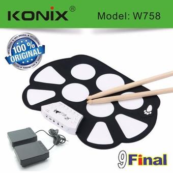 KONIX Roll-Up Electronic Drum Kit รุ่น W758 (OEM) BY 9FINAL กลองชุดพกพา ม้วนพับได้ ตีได้เหมือนกลองจริง พร้อมขาเหยียบ