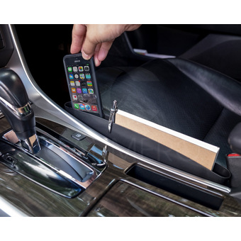 Carmero กล่องใส่ของ 2 ชิ้น ที่ใส่ของ ที่วางโทรศัพท์ ในรถ ประดับยนต์ Car Seat Side Pocket Organizer Console Gap Filler (ดำ)