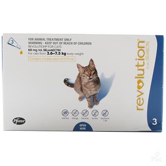 Revolution for cats weighing 2.6 - 7.5 kg บรรจุ 3 หลอด