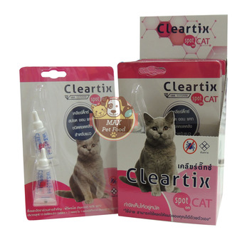 Cleartix spot on CAT ผลิตภัณฑ์หยดหลัง ป้องกันและกำจัดเห็บหมัดสำหรับแมว ขายส่งยกกล่อง 6แพค (12 หลอด)