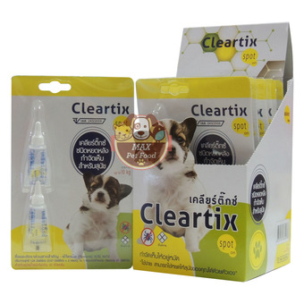 Cleartix spot on ผลิตภัณฑ์หยดหลัง ป้องกันและกำจัดเห็บหมัด สำหรับสุนัขน้ำหนักไม่เกิน 10 กก.ขายส่งยกกล่อง 6 แพค (12 หลอด)
