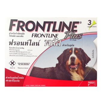 Frontline Plus for dogs ยาหยอดกำจัดเห็บ หมัด สุนัข 40-60 kg บรรจุ 3 หลอด ( 1 box )