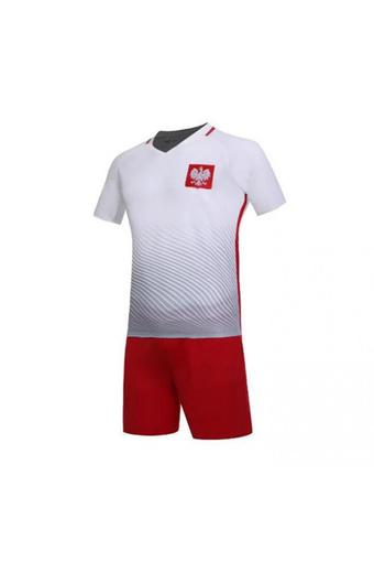 High quality 2016 European Cup Poland national Soccer Jersey Suit includes tops + Shorts (white+red).