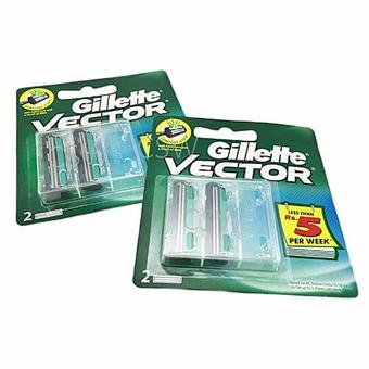 Gillette Vector Blade ใบมีดโกนยิลเลตเวคเตอร์ รุ่นแพ็คคู่ 2 แพ็ค (รวม 4 ชิ้น)(...)