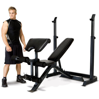 Power Reform เก้าอี้บาร์เบล เก้าอี้ดัมเบล เก้าอี้ปรับระดับ พร้อม แร็ควางบาร์เบล Adjustable Weight Bench and Barbell Squat Rack รุ่น Hero - (สีดำ)