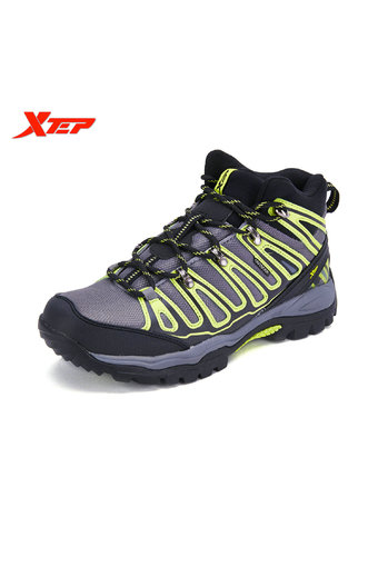 XTEP Outdoor Hiking Shoes Boots for Men Non-slip Trekking Shoes (Black/Green)