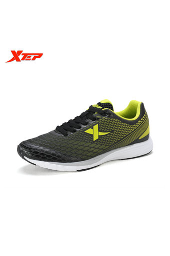 XTEP 2016 Summer Running Shoes for Men Air Mesh Trainers Shoes Athletic Sports Training Shoes Men&#039;s Rubber Sneakers (Black/Green)