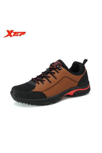XTEP Men Outdoor Sports Trekking Shoes Breathable Hiking Climbing Sneakers Mountaineering Winter Travelling Boots (Black/Brown)