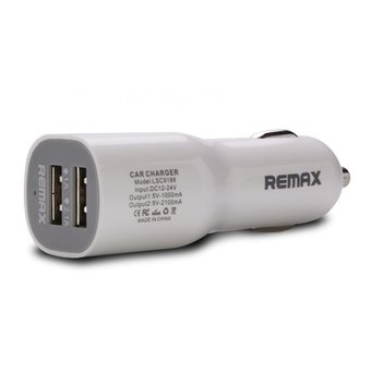 Remax Dual USB Car Charger หัวชาร์จรถยนต์ 2 USB 1.0A / 2.1A 5V ( สีขาว )