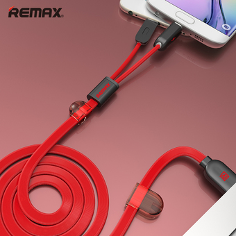 Remax 2 in 1 USB cable Sync Charger Cable For iPhone 5G 6G iPad ios 9 Micro USB for All Android Phones (Red)