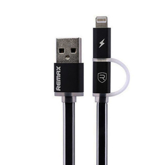 Remax สายชาร์จ Aurora High Speed Cable 2-in-1 for Mirco USB/iPhone 5 (สีดำ)