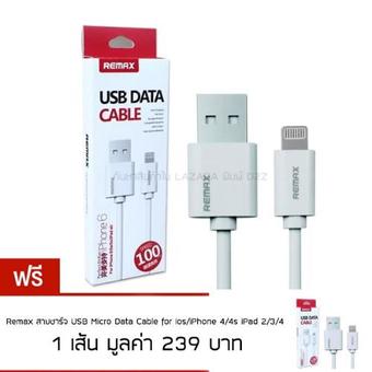Remax สายชาร์จ Micro USB Data Cable for iPhone 6/6s/6+/5/5s (สีขาว) ฟรี Remax สายชาร์จ Micro USB Data Cable 1 เส้น มูลค่า 239 บาท (White)