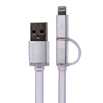 Remax สายชาร์จ Aurora High Speed Cable 2-in-1 for Mirco USB/iPhone 5 - สีขาว