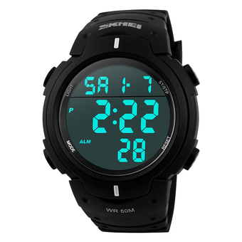 SKMEI Men&#039;s Sport Waterproof Rubber Strap Wrist Watch - Black 1068 - Intl