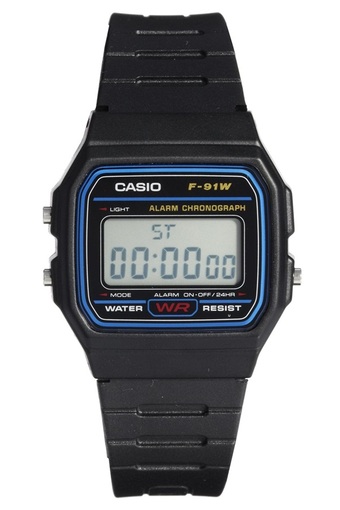 Casio นาฬิกาข้อมือผู้ชาย สายเรซิ่น รุ่น F-91W-1DG - สีดำ(Int: One size)