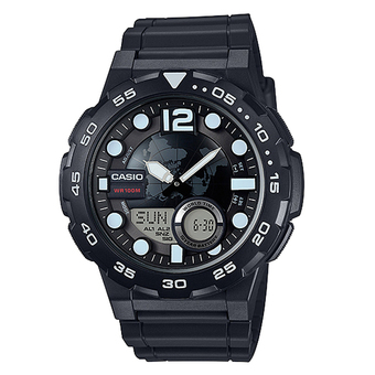 Casio Standard นาฬิกาข้อมือผู้ชาย สายเรซิน รุ่น AEQ-100W-1AVDF (Black)