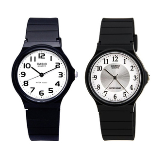 Casio นาฬิกาข้อมือผู้ชาย สีดำ สายเรซิ่น รุ่น MQ-24-7B2 และ MQ-24-7B3 แพ็คคู่