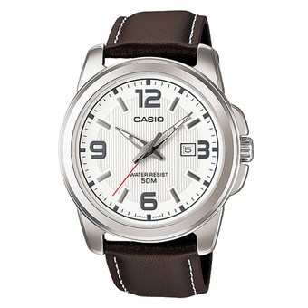 Casio นาฬิกาข้อมือชาย สายหนัง รุ่น MTP-1314L-7AVDF (Brown)