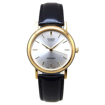 Casio Standard นาฬิกาข้อมือผู้ชาย- สีเงิน สายหนังสีดำ รุ่น MTP-1095Q-7A