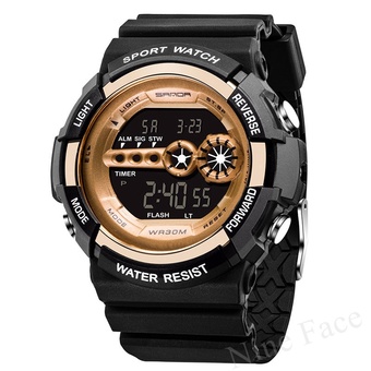 SKMEI SPORT นาฬิกาข้อมือ ใส่ได้ทั้งชายและหญิง กันน้ำได้ดี - GB100-1B (Black/Gold)