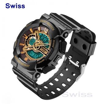 Swiss Watch S Sport นาฬิกาข้อมือ กันน้ำ ใส่ได้ทั้งชาย/หญิง No.0101 - Black/Gold