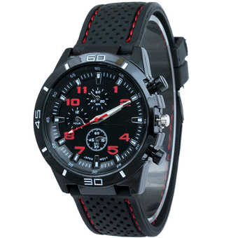 MEGA Sport Quartz Fashion F1 Racing Luxury Watch Military Army Wristwatches หรูหรานาฬิกาข้อมือ สายหนัง กันน้ำ รุ่น MG0017 (Red)