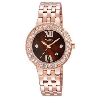 ALBA นาฬิกา modern ladies crystal AH7H34X1 เรือนทอง pinkgold