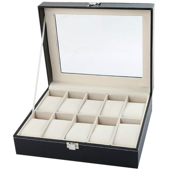 Fancybox กล่องนาฬิกาไม้บุหนัง สำหรับนาฬิกา 10 เรือน (Black)