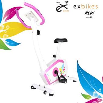 Exbikes จักรยานนั่งปั่น ออกกําลังกาย ในบ้าน สีขาว-ชมพู Glossy รุ่น ex-02(White)