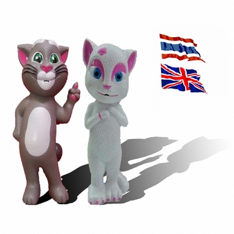 MOMMA แพคคู่สุดคุ้ม รุ่นใหม่ดีที่สุด แมวสองภาษา เล่านิทาน ร้องเพลง อัดเสียง ตัวผู้ สีเทา &amp; ตัวเมีย สีชมพู (Best New Gray Intelligent Talking Tom Cat &amp; White Pink Talking Angela)
