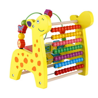 Worktoys ของเล่นไม้ ชุดขดลวดและ ลูกคิดยีราฟ (สีเหลือง)
