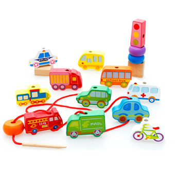KIDSSHOP HATYAI ของเล่นเสริมพัฒนาการร้อยเชือก ชุด Conjunto carrinhos com cenario